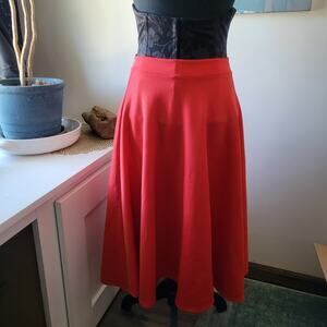 Lara Fashion Red Fit & Flare Midi Skirt Size M – Made in USA, High Waist Stretch